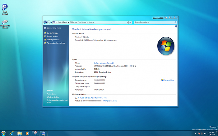Windows 7 Ultimate desktop