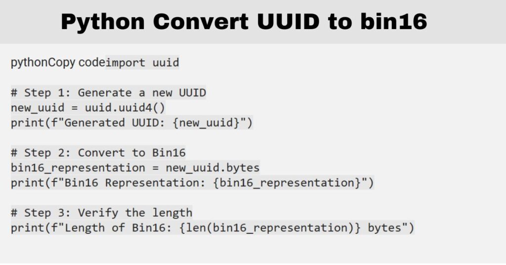 python convert uuid to bin16